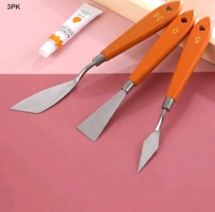 3 Pcs Metal Painting Knife Wooen Handle