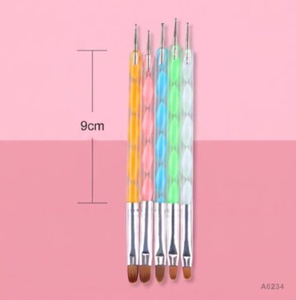 5 Pc Emboss Tool With Brush Acrylic 2 Side