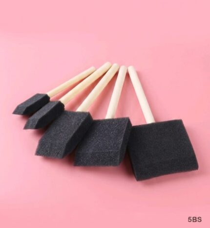 5 Pc Black sponge Set Wooden Handle