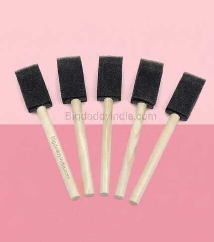 5 Pc Black Sponge Set Wooden Handle