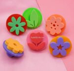 6 Pc Foam Stamp Round Knob Plastic Handle - Image 2