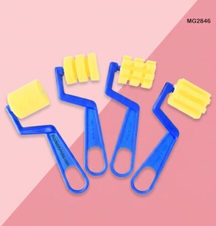 4 Pc Sponge Blue Plastic Handle