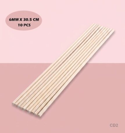 Wooden Bamboo Stick Round 30cm*6mm(10 Sticks)