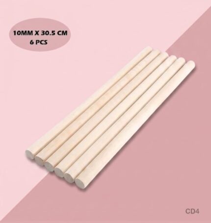 WOODEN BAMBOO STICK ROUND 30cm*10mm(6 Sticks)