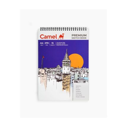 CAMEL PREMIUM SKETCH BOOK NATURAL SHADE - 270 GSM PAPER A4 15 SHEETS