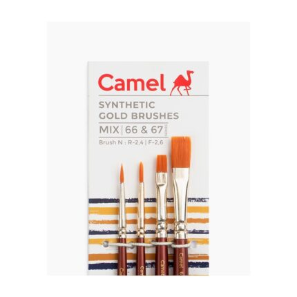 CAMEL SYNTHETIC GOLD BRUSH SET ROUND AND FLAT -SET OF 4 PCS
