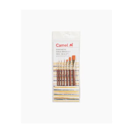 CAMEL SYNTHETIC GOLD BRUSH SET ROUND AND FLAT -SET OF 7 PCS