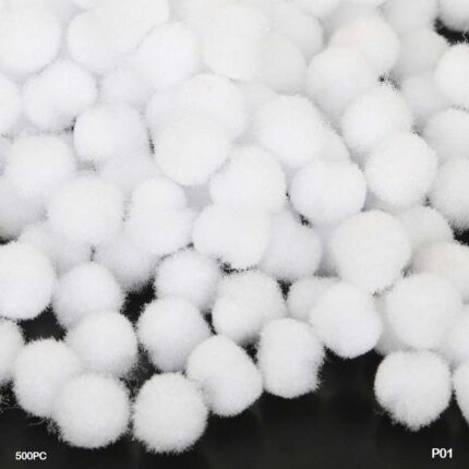 POMPOM PLAIN MIDIUM 2CM WHITE 500PC (P01)