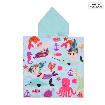 PHBT21 PRINTED HOODED PONCHO BATH TOWEL KIDS 60x120CM