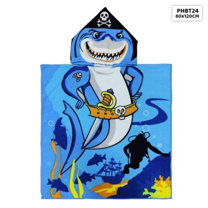 PHBT24 PRINTED HOODED PONCHO BATH TOWEL KIDS 60x120CM