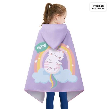 PHBT25 PRINTED HOODED PONCHO BATH TOWEL KIDS 60x120CM