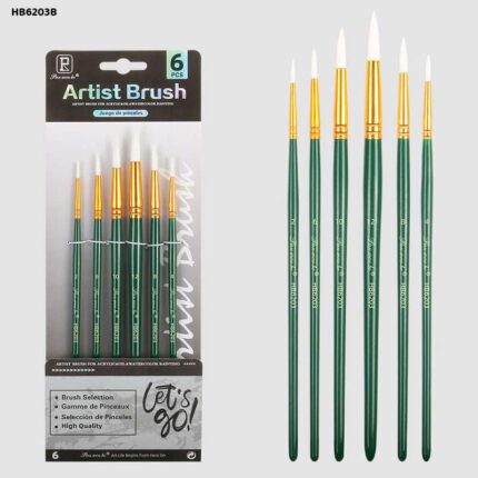 6PC PAINT BRUSH ROUND HB6203B
