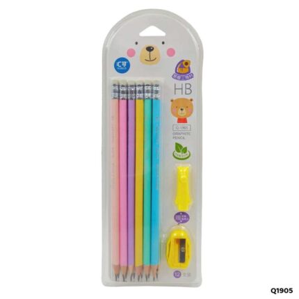 Q1905 12 GRAPHITE PENCIL n ERASER n TOPPER n SHARPENER