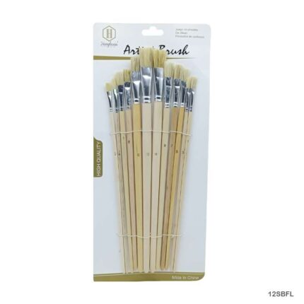 12 PCS STENCIL BRUSH FLAT LONG HANDLE