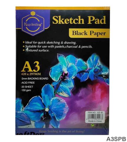 SKETCH PAD A3 BLACK 200GSM (A3SPB)