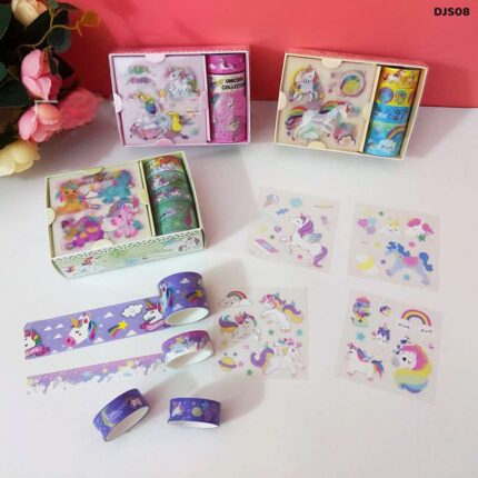 DJS08 STCKER n TAPE SET UNICORN