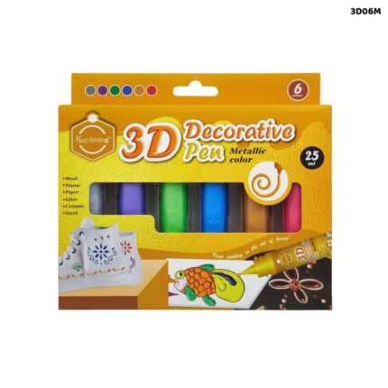 3D DECORATIVE METALLIC COLOUR PEN 6 PCS