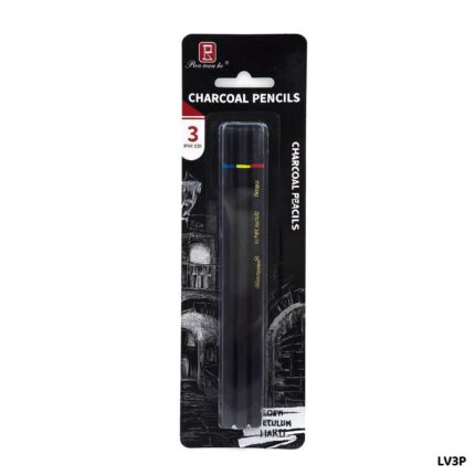 3PC BLACK CHARCOAL PENCIL SOFT ID HARD