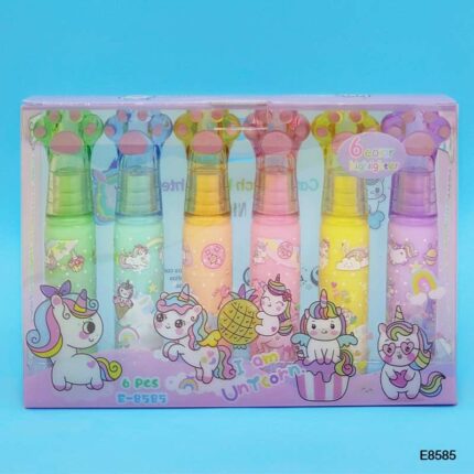E8585 UNICORN HAND HIGHLIGHTER BOTTLE 6PC