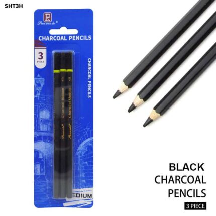 3PC BLACK CHARCOAL PENCIL (SOFT MEDIUM HARD)