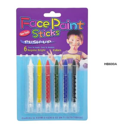 HB600A FACE PAINT STICK 6 BRIGHT COLOR PUSH-UP