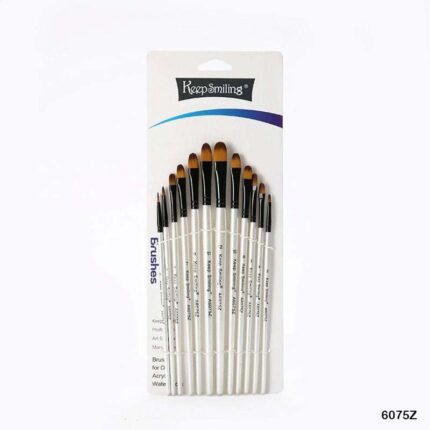12 PCS PAINT BRUSH WHITE HANDLE 6075Z