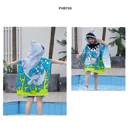 PHBT06 PRINTED HOODED PONCHO BATH TOWEL KIDS 60x120CM